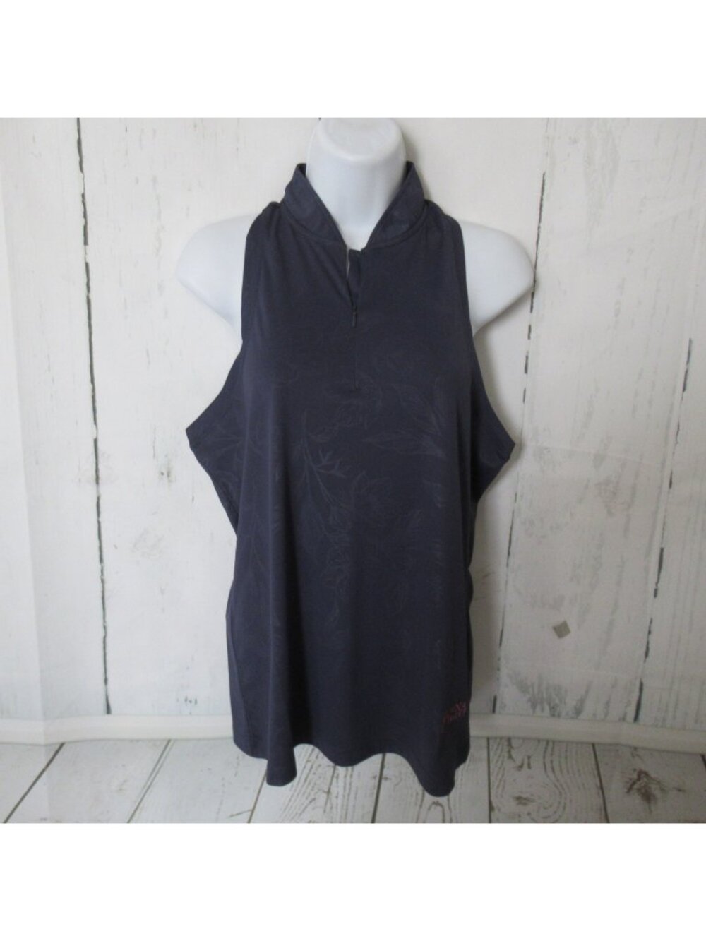 Swannies Golf Shirt L Large‎ Blue Floral Sleeveless 1/4 Zip Arizona Golf Resort